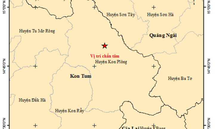 Kon Tum lại xảy ra 2 trận động đất liên tiếp