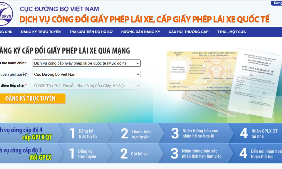 Đổi giấy phép lái xe trực tuyến