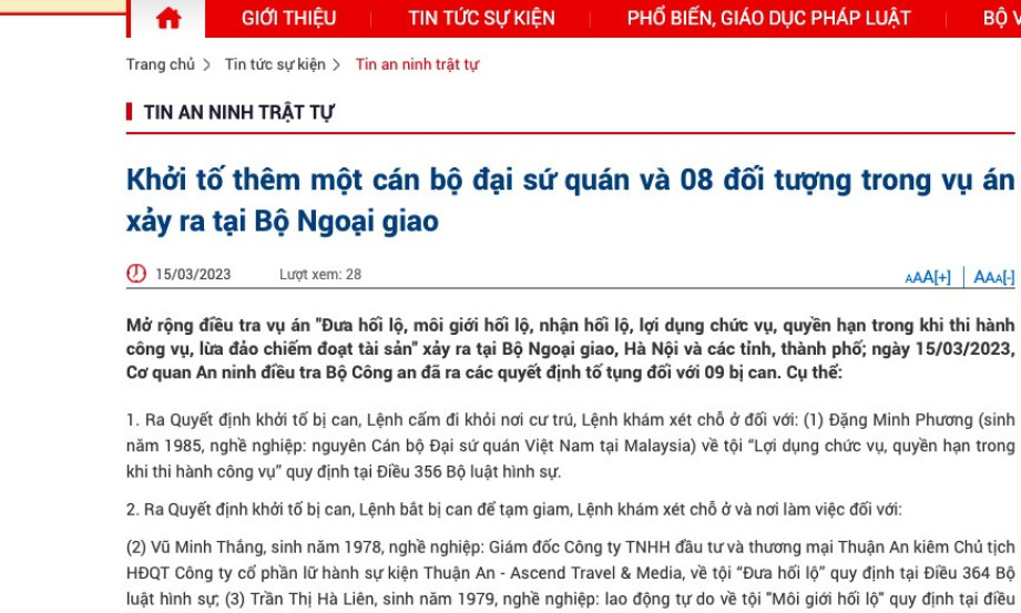 Khởi tố nguyên cán bộ đại sứ quán Việt Nam tại Malaysia và 7 giám đốc