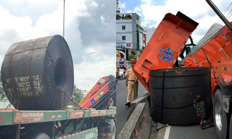 Xe container chở thép cuộn rơi đè bẹp ôtô, Bộ GTVT chỉ đạo khẩn