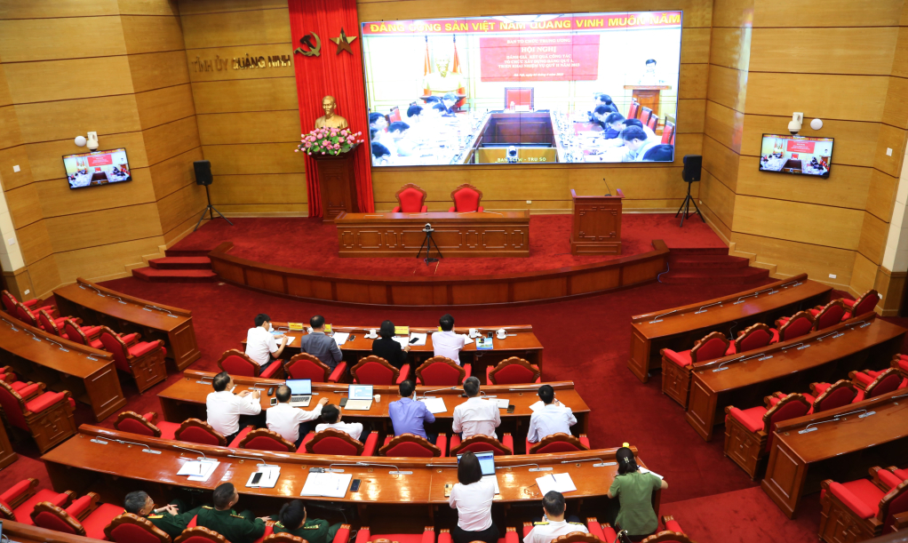 Quang cảnh hội nghị tại điểm cầu tỉnh Quảng Ninh.