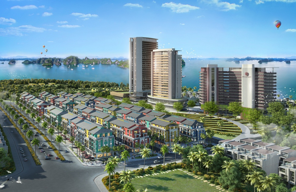 Phối cảnh tổ hợp Sonasea Vân Đồn Harbor City, một trong những công trình điểm nhấn của Vân Đồn trong nhiệm kỳ 2020-2025. Ảnh: Internet