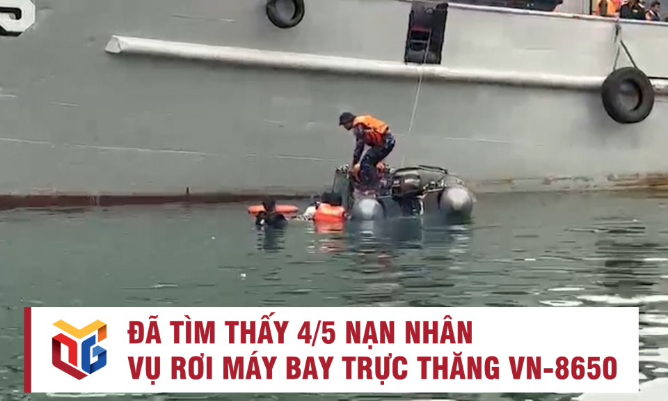 Đã tìm thấy 4/5 nạn nhân vụ rơi máy bay trực thăng VN-8650