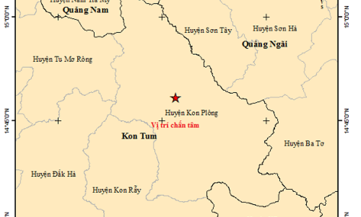 Sáng nay, Kon Tum động đất 3.1 độ