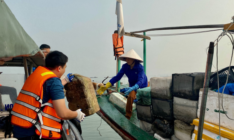 Sở Tài nguyên và Môi trường tổ chức ra quân thu gom rác thải trên Vịnh Hạ Long