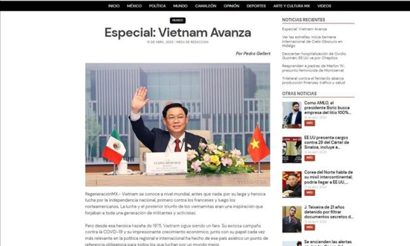 Truyền thông Mexico đưa tin đậm nét về chuyến thăm Mỹ Latinh của Chủ tịch Quốc hội Vương Đình Huệ