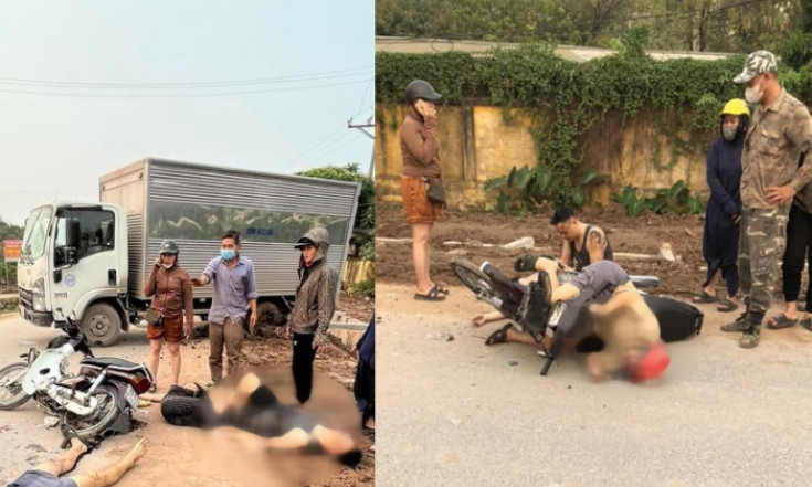 Hưng Yên: Xe máy kẹp 3 đấu đầu xe tải, 1 người chết, 2 người trọng thương
