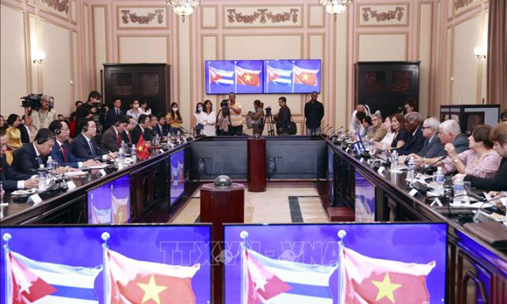 Chủ tịch Quốc hội Vương Đình Huệ hội đàm với Chủ tịch Quốc hội Cuba
