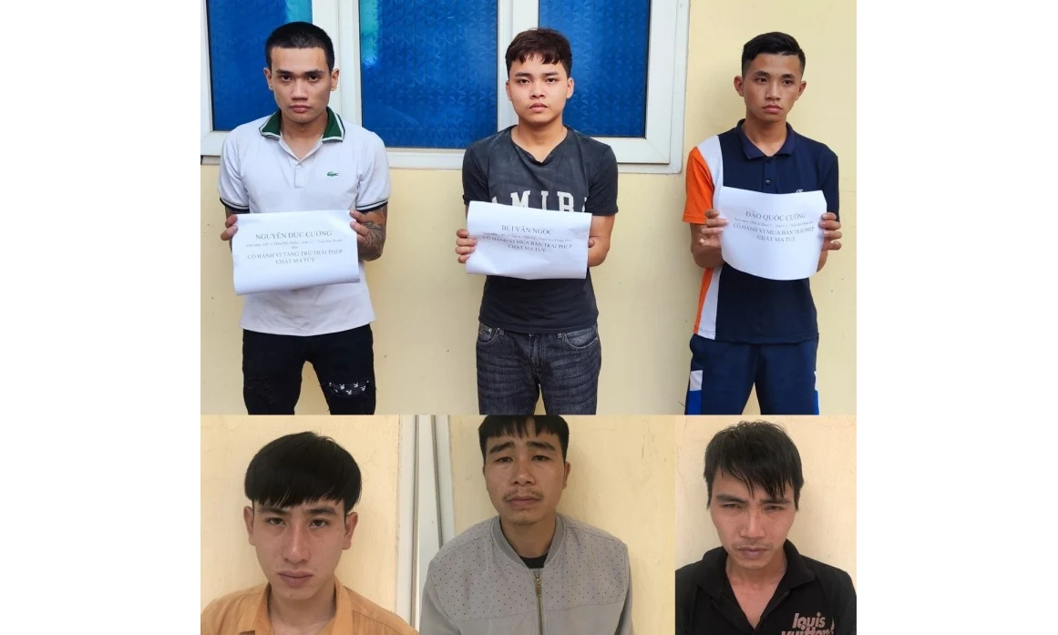Tạm giữ 6 thanh niên mua bán, tàng trữ ma túy ở Thanh Hoá
