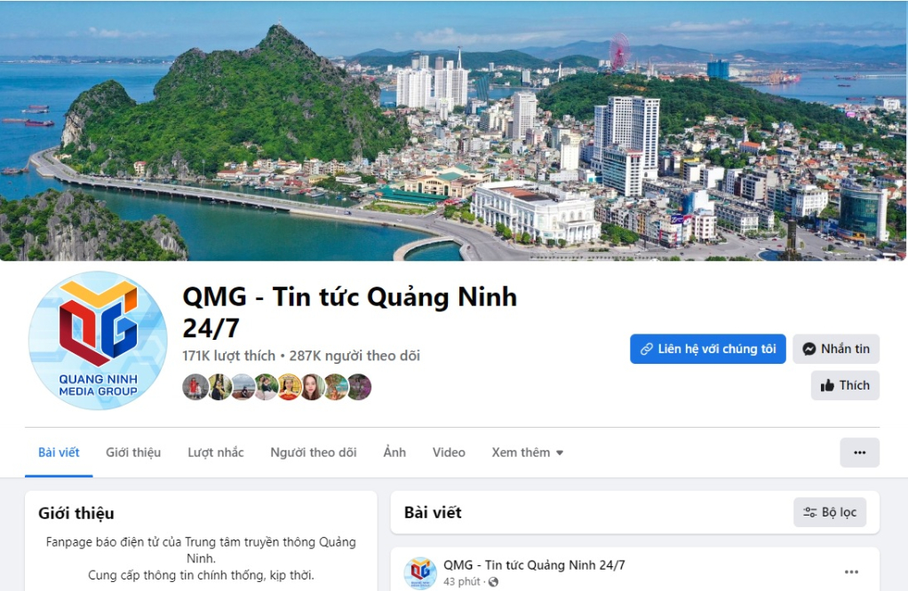 Fanpage QMG-Tin tức Quảng Ninh 24/7 của Trung tâm Truyền thông tỉnh hoạt động hiệu quả, có lượt người theo dõi cao.