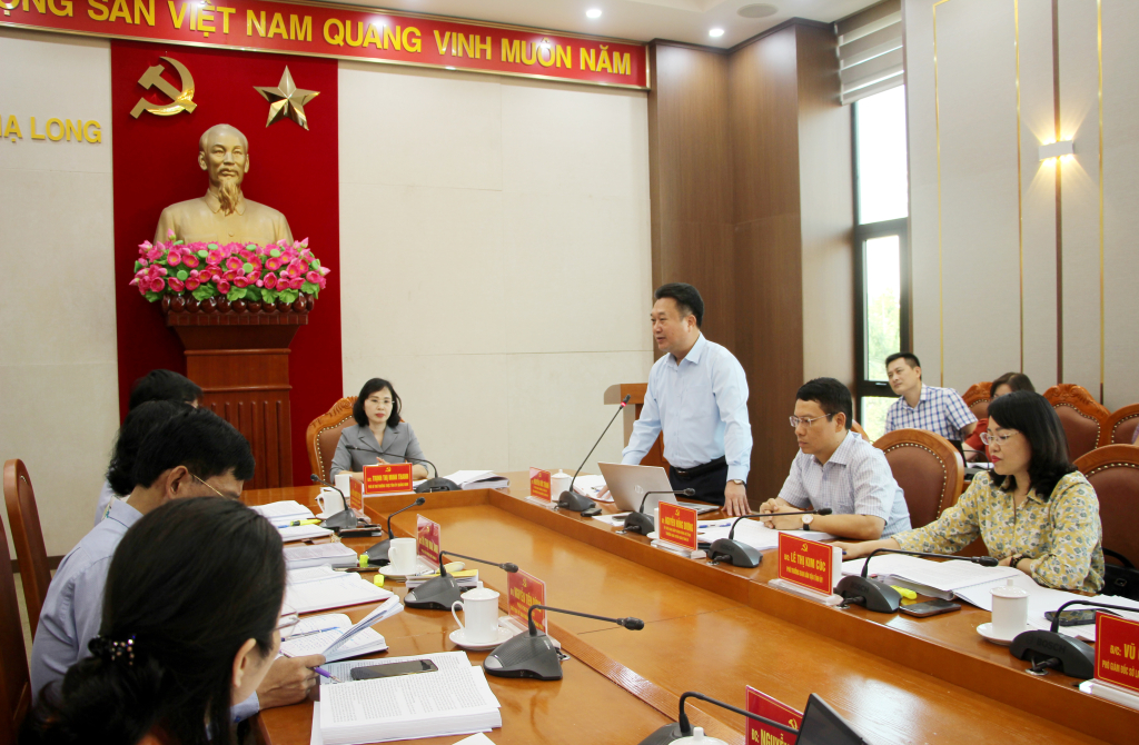 Đồng chí Nguyễn Đức Thành, Chủ nhiệm Ủy ban Kiểm tra Tỉnh ủy, phát biểu tại buổi giám sát.