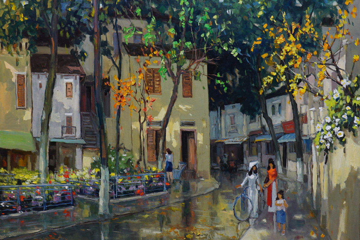 Oil paintings showcase beauty of Hanoi streets