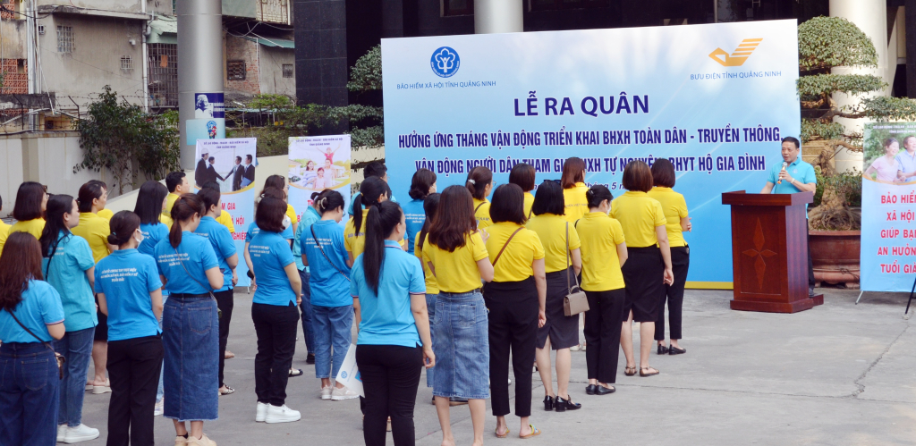 Lễ ra quân hưởng ứng Tháng vận động triển khai BHXH toàn dân - Truyền thông vận động người dân tham gia BHXH tự nguyện, BHYT hộ gia đình năm 2023.