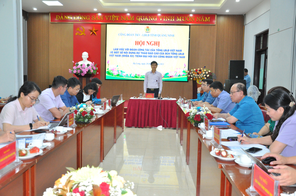 Đồng chí Ngọ Duy Hiểu, Phó Chủ tịch Tổng LĐLĐ Việt Nam phát biểu tại hội nghị.