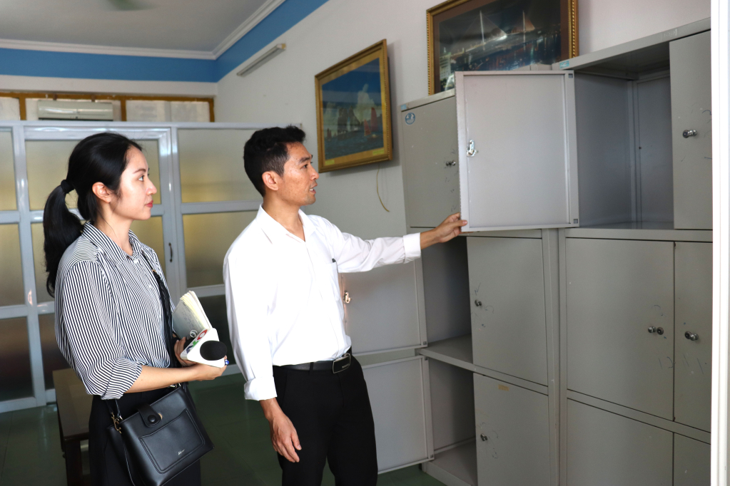Phòng bảo quản đề thi, bài thi tại Hội đồng coi thi trường THPT Hoàng Quốc Việt (TX Đông Triều) được bố trí theo đúng quy định.