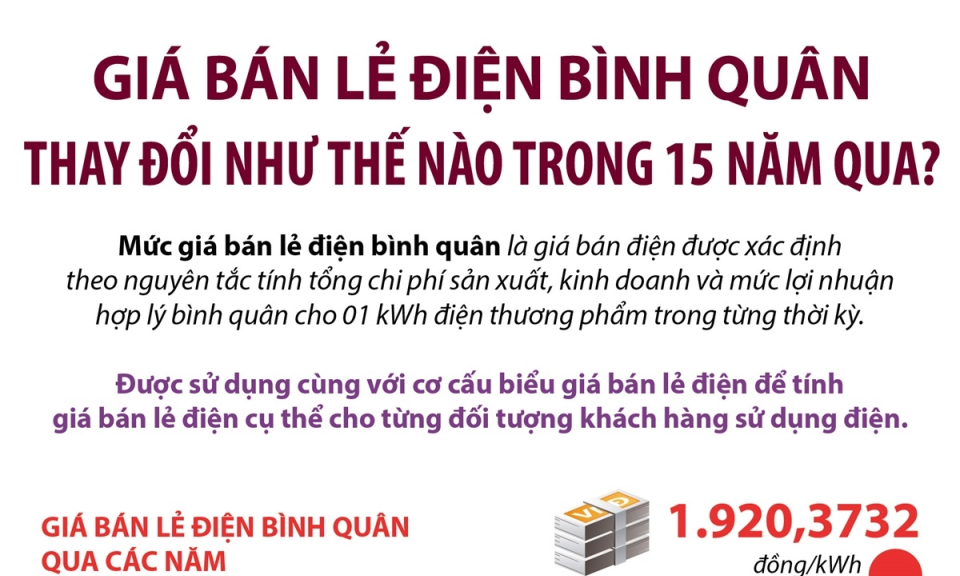 Giá bán lẻ điện bình quân thay đổi như thế nào trong 15 năm qua