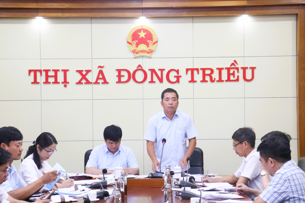 Ông Nguyễn Thanh Tùng, PGĐ Sở Văn hóa và Thể thao Quảng Ninh, Phó Trưởng Ban thường trực Ban chỉ đạo Hội bơi phát biểu tại cuộc họp.