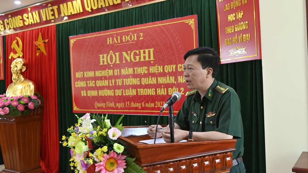 Đại tá Lê Xuân Men, Chính ủy BĐBP tỉnh phát biểu chỉ đạo hội nghị