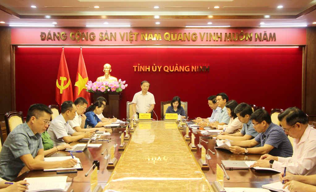 Đồng chí Phạm Tất Thắng, Ủy viên Trung ương Đảng, Phó Trưởng Ban Thường trực Ban Dân vận Trung ương, phát biểu tại buổi làm việc.
