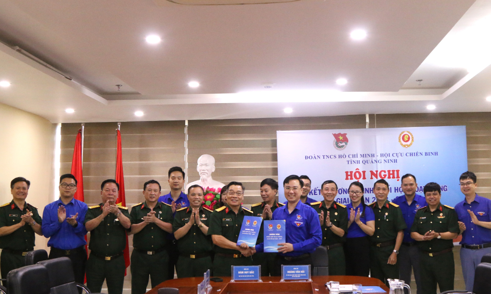 Hội Cựu chiến binh và Tỉnh Đoàn Quảng Ninh ký kết chương trình phối hợp, giai đoạn 2023-2027