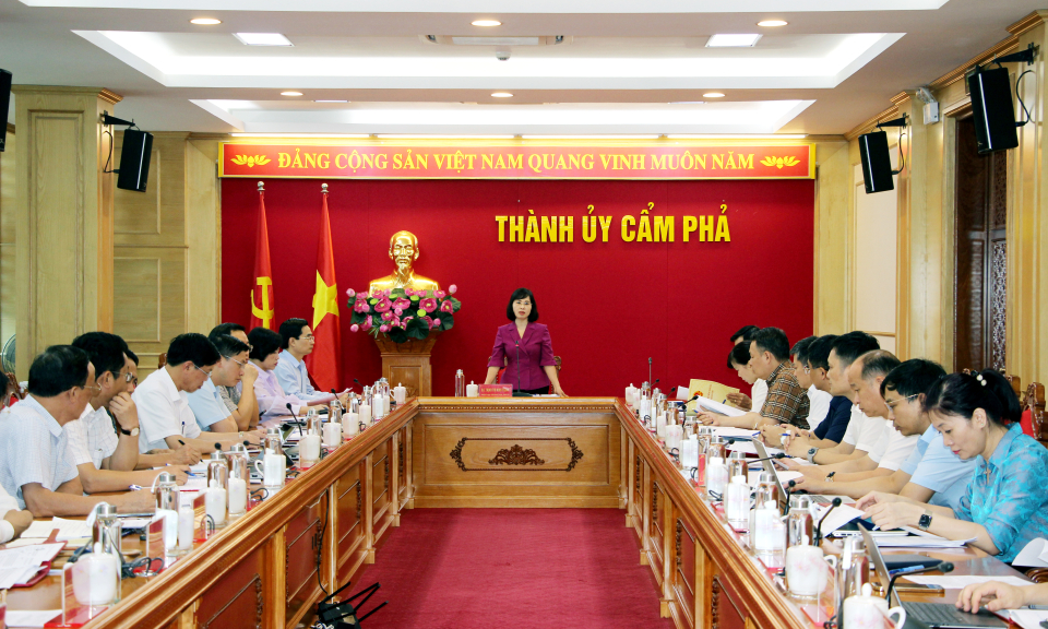 Đoàn Giám sát Ban Chấp hành Đảng bộ tỉnh giám sát tại Thành ủy Cẩm Phả