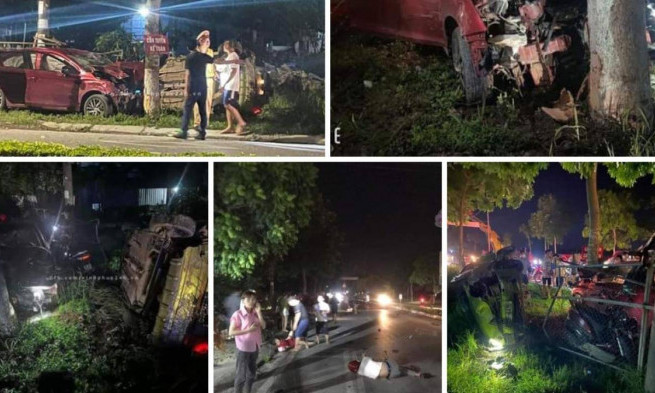 Tai nạn ở Vĩnh Phúc: Ô tô đâm liên hoàn, nhiều người bị thương