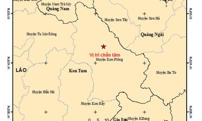 11 trận động đất xảy ra ở Kon Tum trong gần nửa tháng