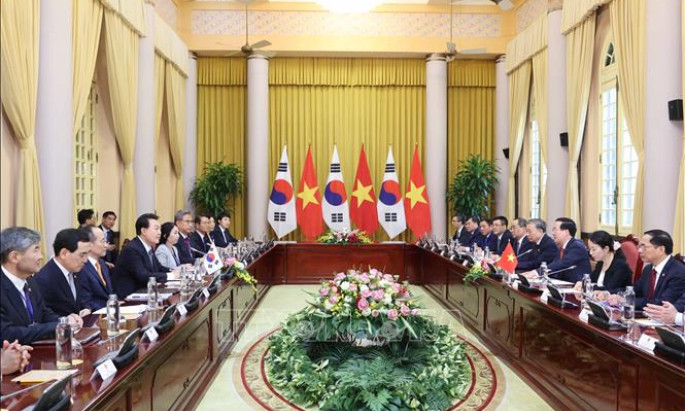 Chủ tịch nước Võ Văn Thưởng hội đàm với Tổng thống Hàn Quốc Yoon Suk Yeol