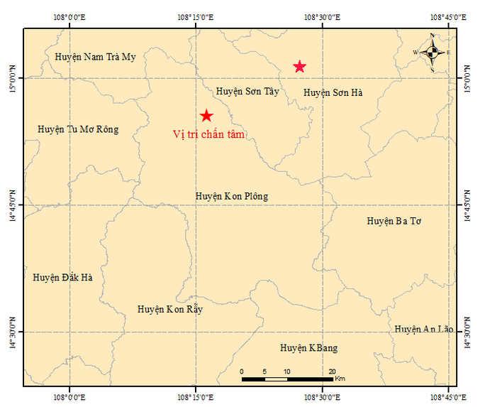 Một buổi, Kon Tum, Quảng Ngãi xảy ra 10 trận động đất - Ảnh 1.