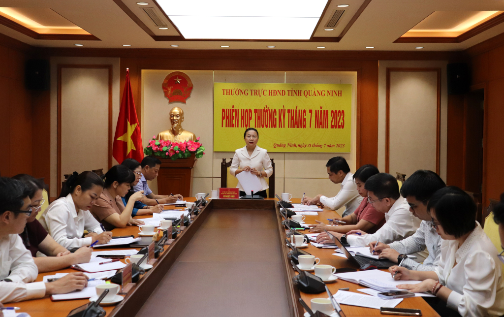 Đồng chí Vi Ngọc Bích, Phó Chủ tịch Thường trực HĐND tỉnh, kết luận cuộc họp.