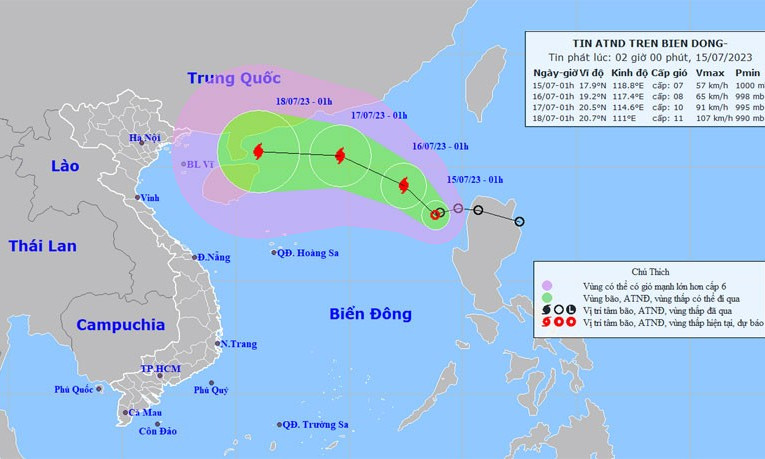 Áp thấp nhiệt đới đã đi vào Biển Đông, khả năng mạnh lên thành bão
