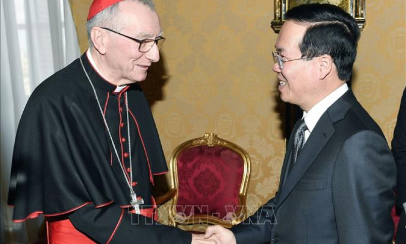 Chủ tịch nước Võ Văn Thưởng gặp Thủ tướng Tòa thánh Vatican, Hồng y Pietro Parolin