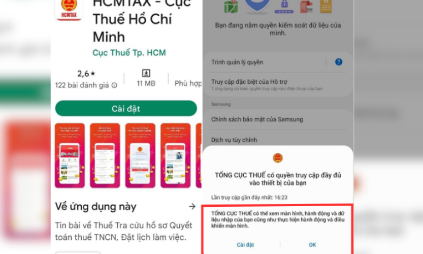 Thủ đoạn chiếm quyền điều khiển điện thoại thông qua app giả mạo