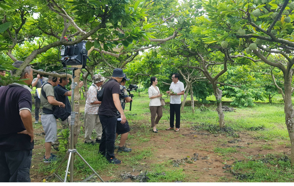 Đoàn làm phim quay bối cảnh tại một vườn na dai Đông Triều.