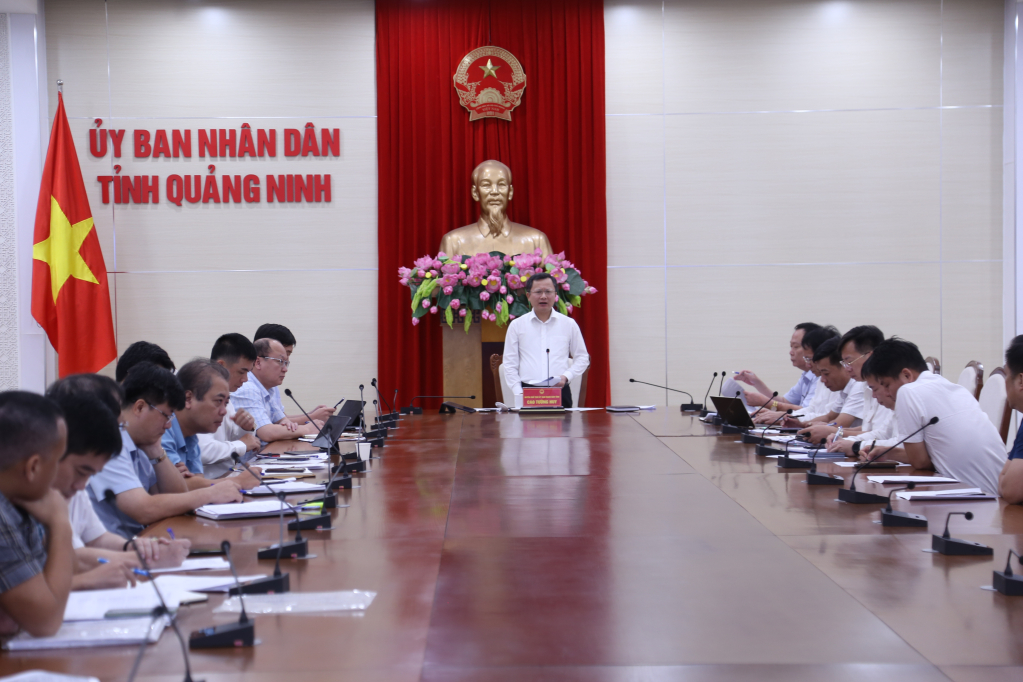 Đồng chí Cao Tường Huy, Quyền Chủ tịch UBND tỉnh phát biểu chỉ đạo tại buổi làm việc