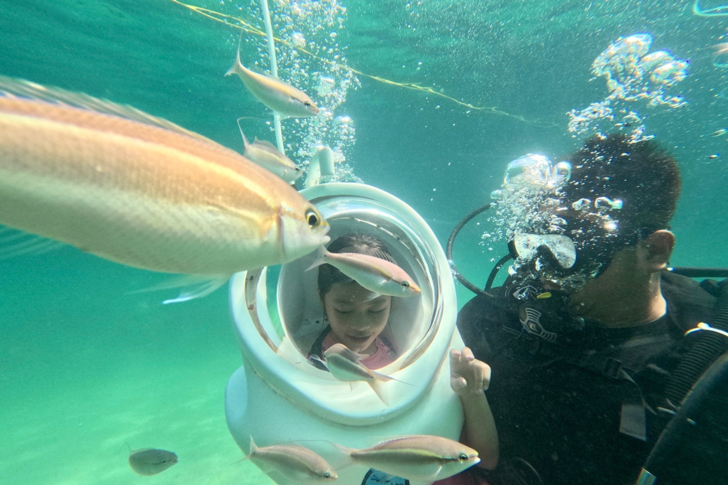 Du khách nhỏ được trải nghiệm lặn ngắm san hô và sinh vật biển tại Thanh Lân.