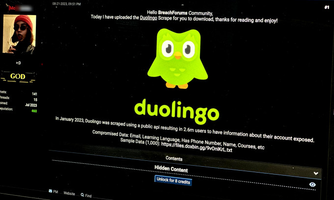 Dữ liệu 2,6 triệu người dùng DuoLingo bị hacker 'cho không'