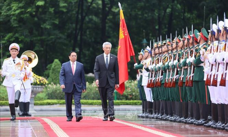 Thủ tướng Phạm Minh Chính chủ trì lễ đón Thủ tướng Singapore Lý Hiển Long