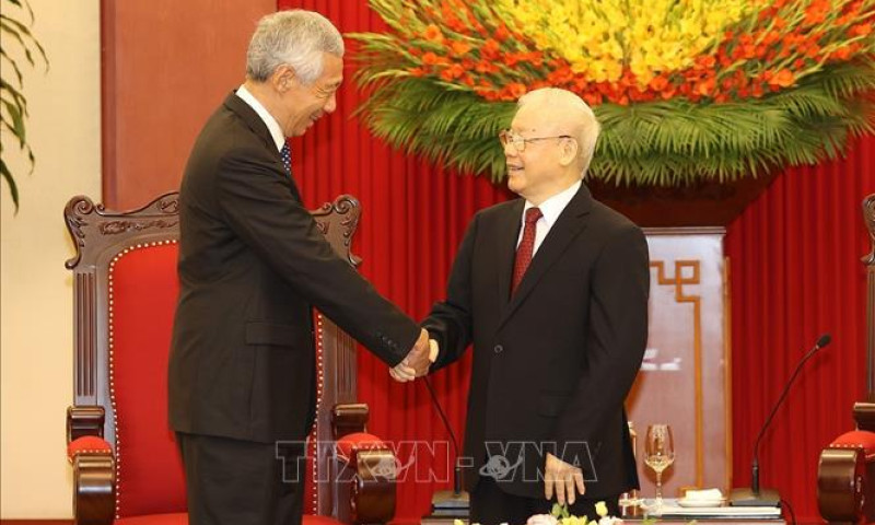 Tổng Bí thư Nguyễn Phú Trọng tiếp Thủ tướng Singapore Lý Hiển Long