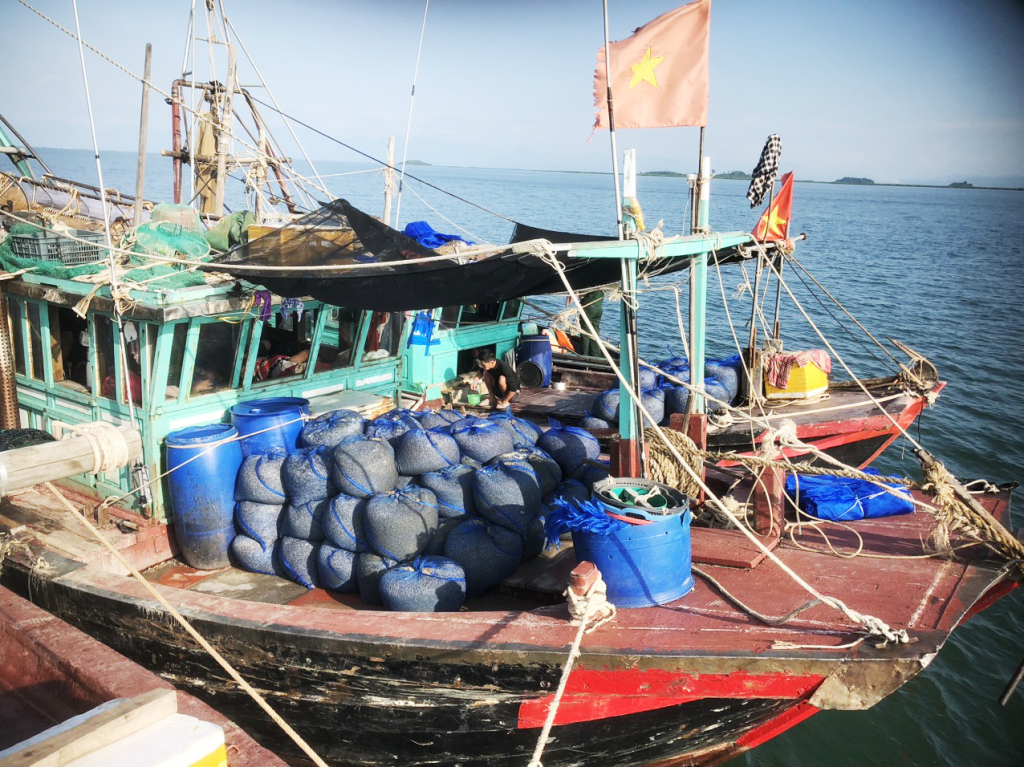 Phương tiện khai thác thuỷ sản trái phép bị Đồn Biên phòng cửa khẩu cảng Vạn Gia bắt giữ.