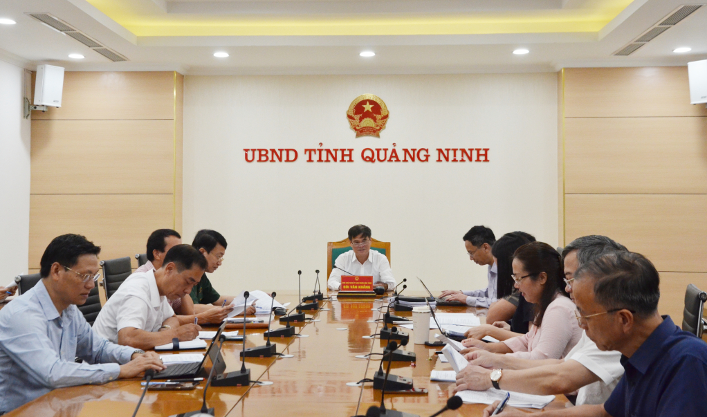 Đồng chí Bùi Văn Khắng, Phó Chủ tịch UBND tỉnh phát biểu tại cuộc họp.