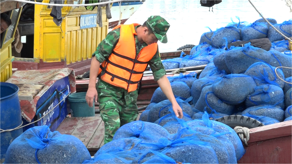 Lực lượng chức năng huyện Hải Hà kiểm tra phương tiện đánh bắt của các ngư dân trên vùng biển do huyện quản lý. Ảnh Nguyễn Hằng (Trung tâm TT-VH Hải Hà)