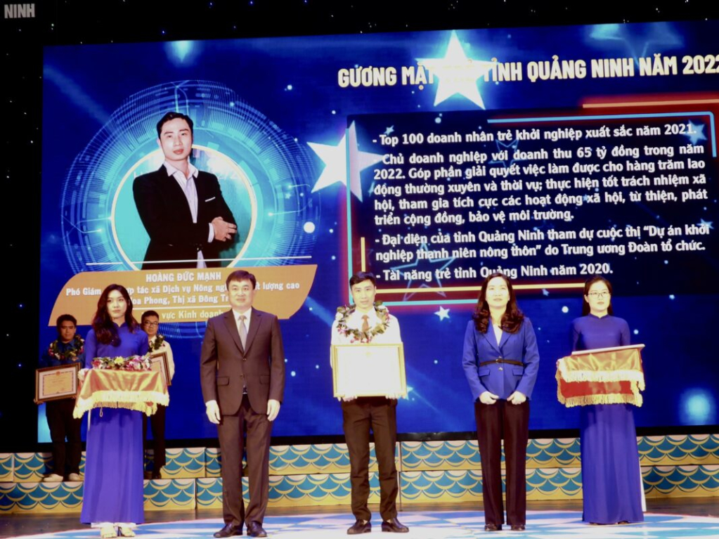 Hoàng Đức Mạnh lọt top 100 doanh nhân trẻ khởi nghiệp xuất sắc năm 2021 của tỉnh Quảng Ninh.