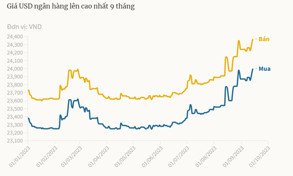 Giá USD lên cao nhất 9 tháng