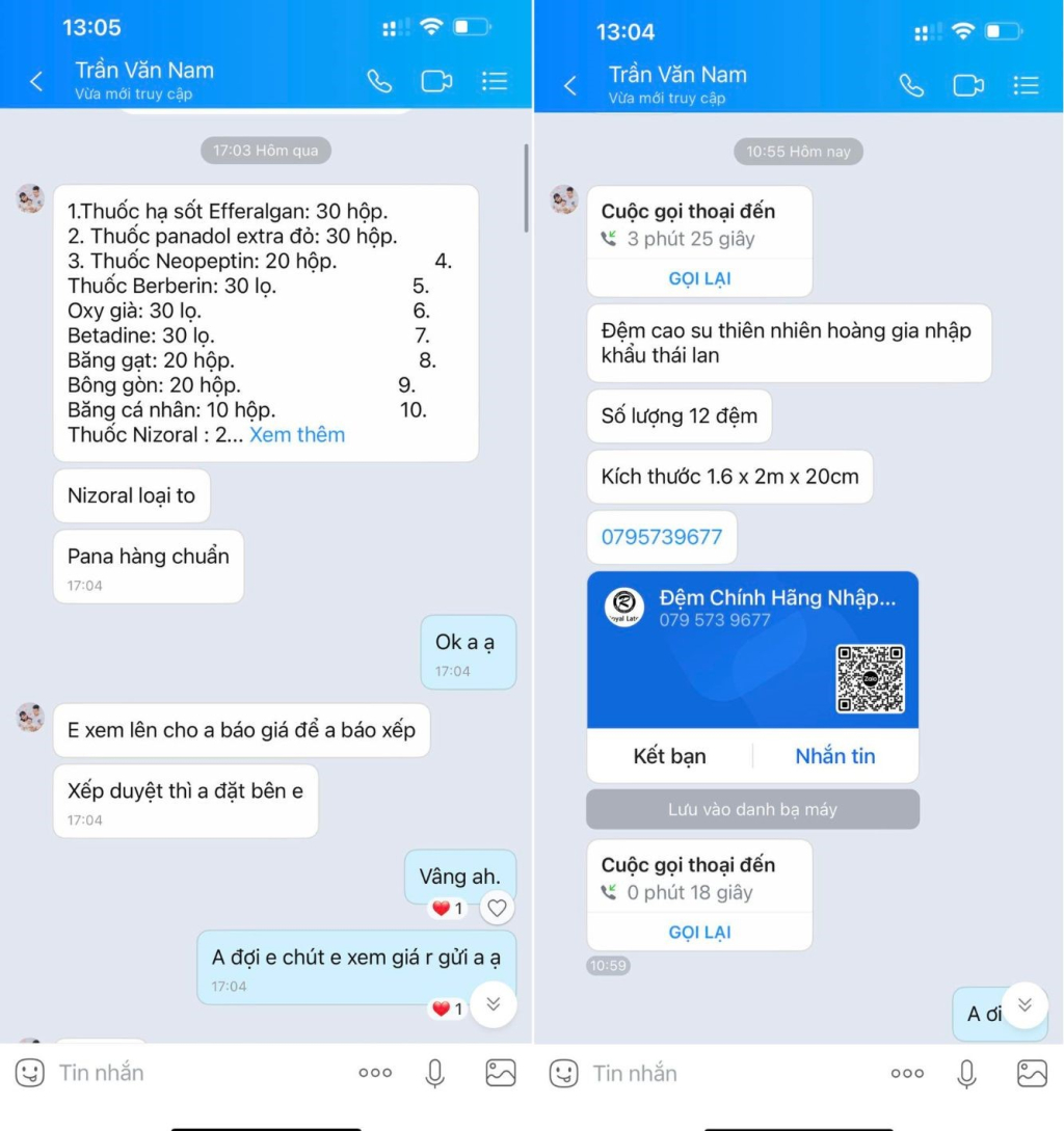 Tin nhắn lừa đảo của các đối tượng giả danh công an để tạo lòng tin cho các chủ cơ sở kinh doanh. 