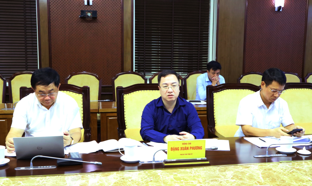 Đồng chí Đặng Xuân Phương, Phó Bí thư Tỉnh ủy phát biểu tại buổi làm việc.