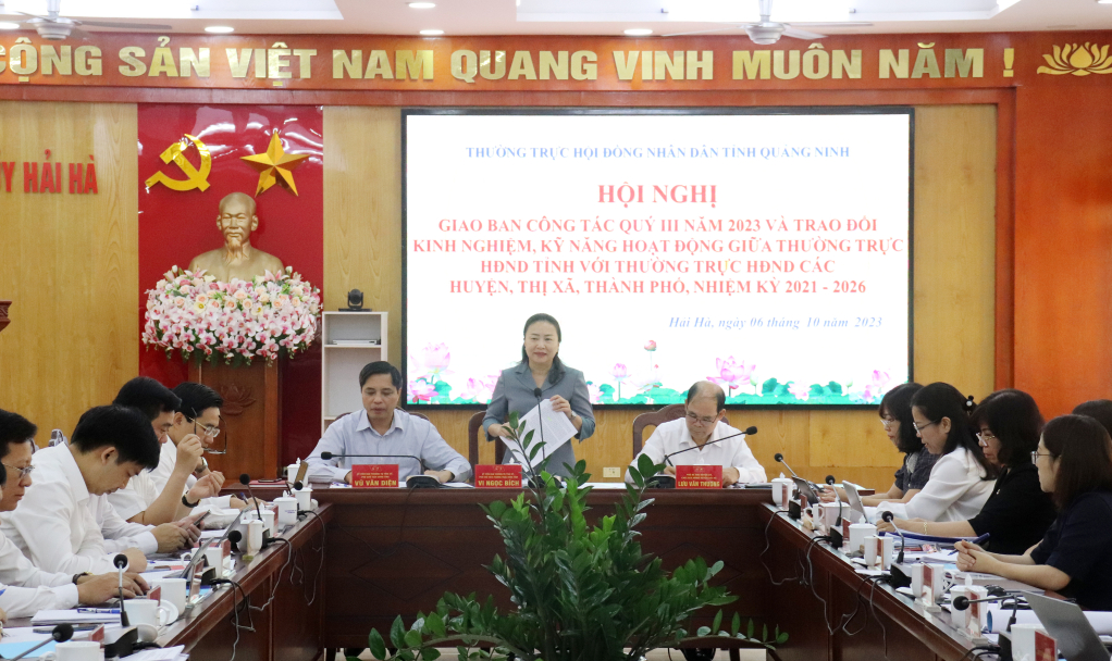 Đồng chí Vi Ngọc Bích, Phó Chủ tịch Thường trực HĐND tỉnh kết luận hội nghị.