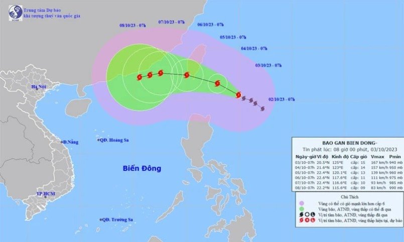 Typhoon Koinu at shock level 17 heads towards East Sea