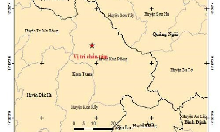 Lại xảy ra động đất liên tục tại khu vực huyện Kon Plông, Kon Tum