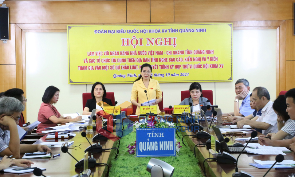 Đoàn Đại biểu Quốc hội tỉnh làm việc với Ngân hàng Nhà nước Việt Nam chi nhánh tỉnh Quảng Ninh và các tổ chức tín dụng, tháng 10-2023